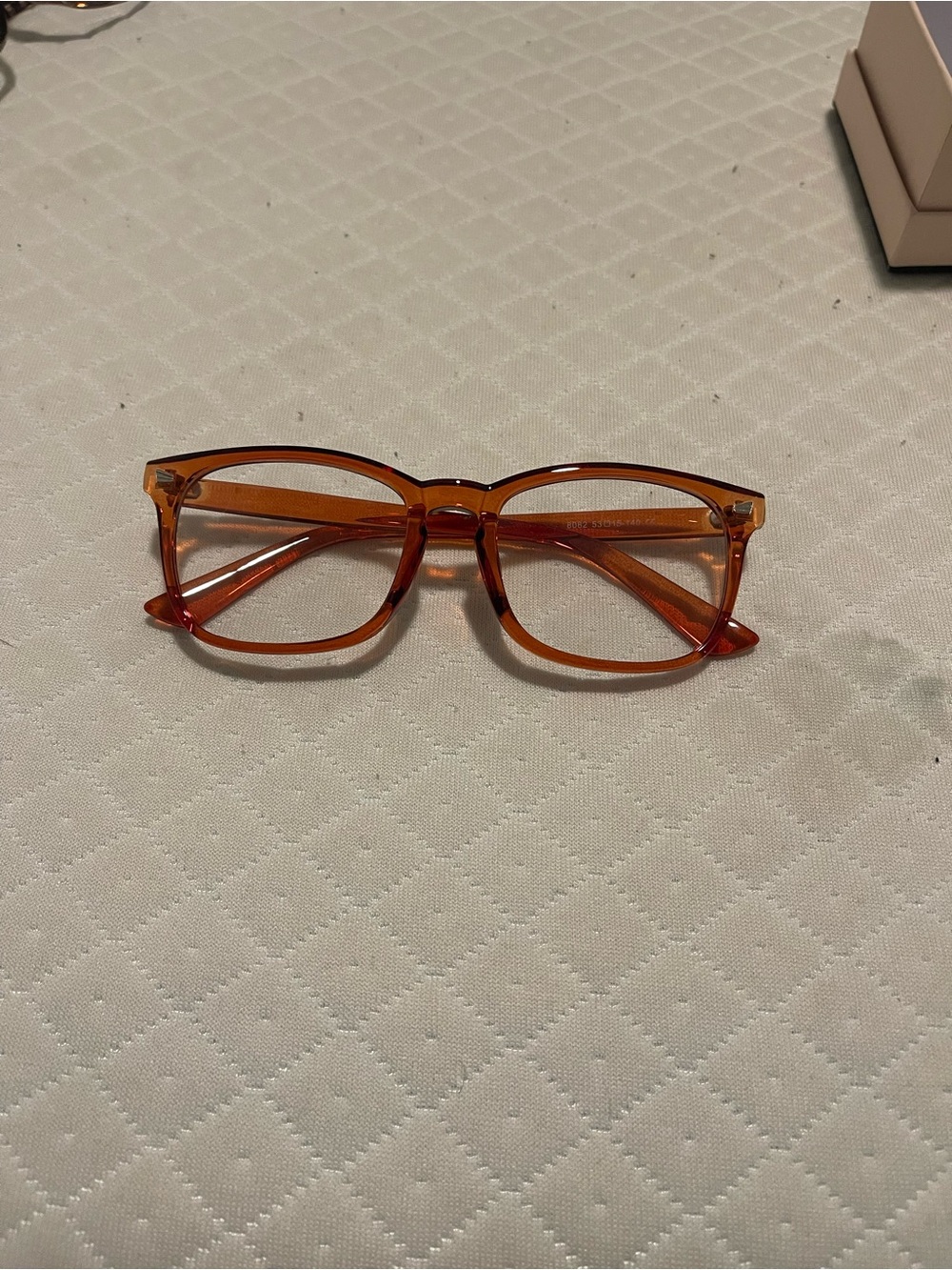 Translucent Amber Square Frame FAKE Glasses